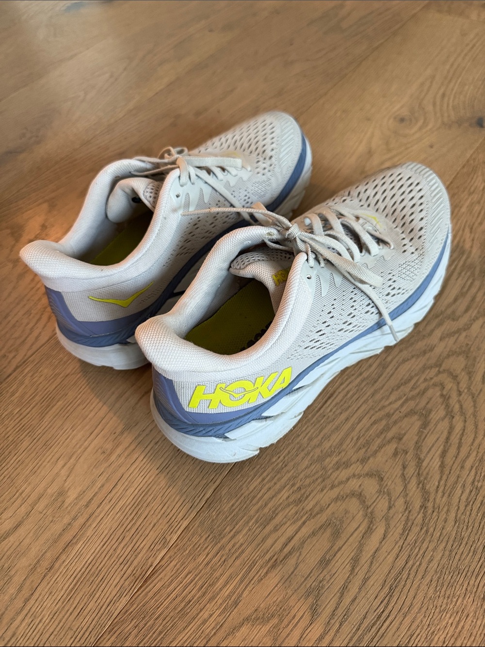 Hoka Women’s CLifton Light Gray Athletic Running Shoes
